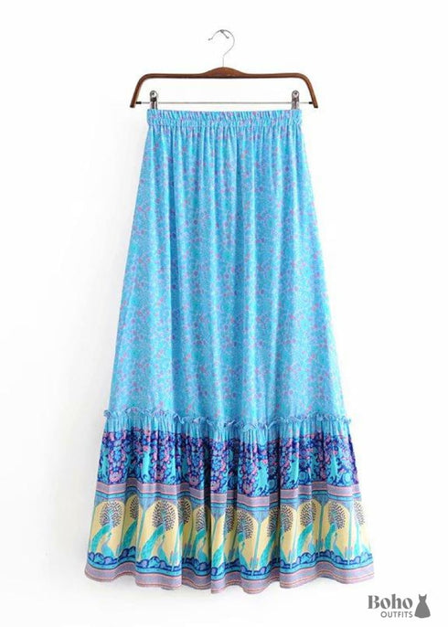 Boho Skirts in Blue Peacock For Women